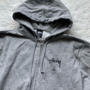 STUSSY Grey Zip-up Hoodie